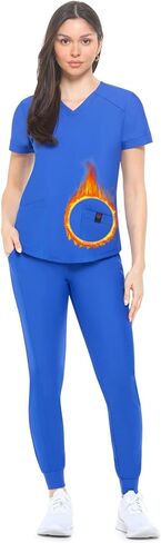 M&M SCRUBS Women's Jogger Scrub Set V-Neck Ultra Stretch Jogger Scrub Top and Pant in Saudi Arabia