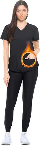 M&M SCRUBS Women's Jogger Scrub Set V-Neck Ultra Stretch Jogger Scrub Top and Pant in Saudi Arabia