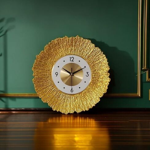 Wall Clocks for Living Room Decor Modern Gold Wall Clock Operated for Bedroom Kitchen Office Home Decorative Retro Clock Wall Sunburst Decor for House in Saudi Arabia