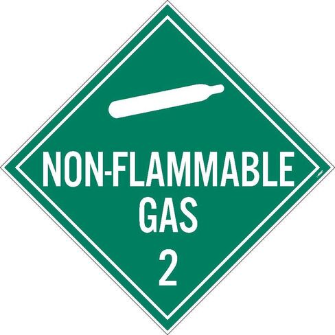 NMC DL6PR Non-Flammable Gas Placard - 10.75 in. x 10.75 in. PS Removable Vinyl Class 2 Dot Placard Sign with White Text on Green Base in Saudi Arabia