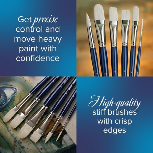 Silver Brush Limited BR-1905S Bristlon Acrylic Detail Set, Set of 5 Brushes, Script Liner Size 0, Round Size 2, Bright Size 4, Triangle Size X-Small and Angular Size 3/4, Short Handle in Kuwait