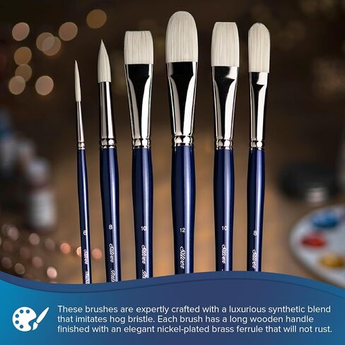 Silver Brush Limited BR-1905S Bristlon Acrylic Detail Set, Set of 5 Brushes, Script Liner Size 0, Round Size 2, Bright Size 4, Triangle Size X-Small and Angular Size 3/4, Short Handle in Kuwait