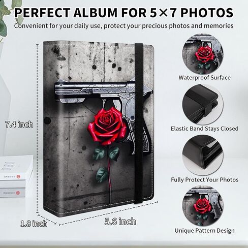 Small Photo Album 4x6 inch PU Leather Cover Photo Albums with 120 Photos Transparent Inner Pockets and Elastic Band Design Cute Photo Albums for Family Anniversary Wedding,Pink Leopard Print in Kuwait