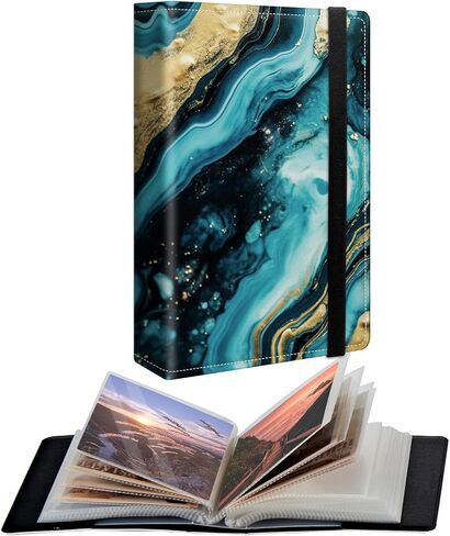 Small Photo Album 4x6 inch PU Leather Cover Photo Albums with 120 Photos Transparent Inner Pockets and Elastic Band Design Cute Photo Albums for Family Anniversary Wedding,Pink Leopard Print in Kuwait