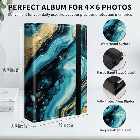 Small Photo Album 4x6 inch PU Leather Cover Photo Albums with 120 Photos Transparent Inner Pockets and Elastic Band Design Cute Photo Albums for Family Anniversary Wedding,Pink Leopard Print in Kuwait