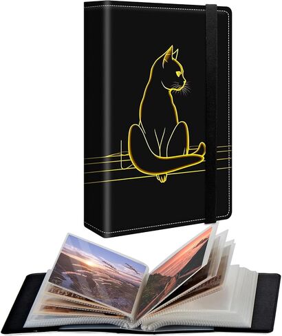 Small Photo Album 4x6 inch PU Leather Cover Photo Albums with 120 Photos Transparent Inner Pockets and Elastic Band Design Cute Photo Albums for Family Anniversary Wedding,Pink Leopard Print in Kuwait
