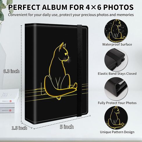 Small Photo Album 4x6 inch PU Leather Cover Photo Albums with 120 Photos Transparent Inner Pockets and Elastic Band Design Cute Photo Albums for Family Anniversary Wedding,Pink Leopard Print in Kuwait