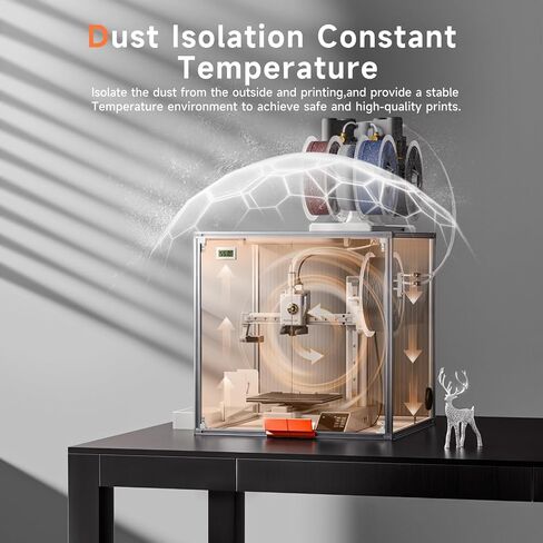 3D Printer Enclosure for Bambu Lab A1 Mini, Transparent Acrylic Bambu A1 Mini Printer Dust Cover with LED Light,Dustproof Tent Constant Temperature Protective Cover Box(470×470×470mm) in Saudi Arabia