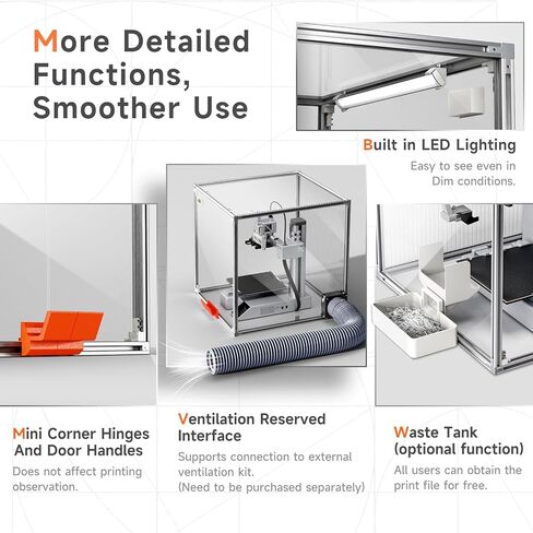 3D Printer Enclosure for Bambu Lab A1 Mini, Transparent Acrylic Bambu A1 Mini Printer Dust Cover with LED Light,Dustproof Tent Constant Temperature Protective Cover Box(470×470×470mm) in Saudi Arabia