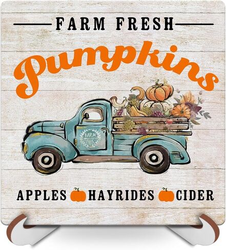 الخريف اليقطين مكتب ديكور لوحة علامة خشبية مع حامل الخشب، عيد الشكر ريفي خمر مزرعة الخريف ديكور المنزل لغرفة النوم غرفة المعيشة الحمام المطبخ مهرجان يوم الحصاد in Kuwait