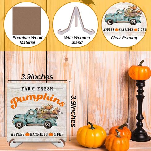 الخريف اليقطين مكتب ديكور لوحة علامة خشبية مع حامل الخشب، عيد الشكر ريفي خمر مزرعة الخريف ديكور المنزل لغرفة النوم غرفة المعيشة الحمام المطبخ مهرجان يوم الحصاد in Kuwait