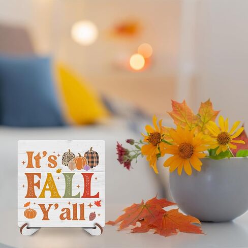 الخريف اليقطين مكتب ديكور لوحة علامة خشبية مع حامل الخشب، عيد الشكر ريفي خمر مزرعة الخريف ديكور المنزل لغرفة النوم غرفة المعيشة الحمام المطبخ مهرجان يوم الحصاد in Kuwait