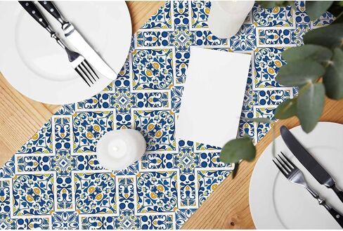 HOSNYE Table Runner Abstract African Geometric Patterns,Cotton Linen Table Runner Decoration for Kitchen Family Dinner Table Holiday Party Farmhouse Style 13 x 72 Inch in Saudi Arabia