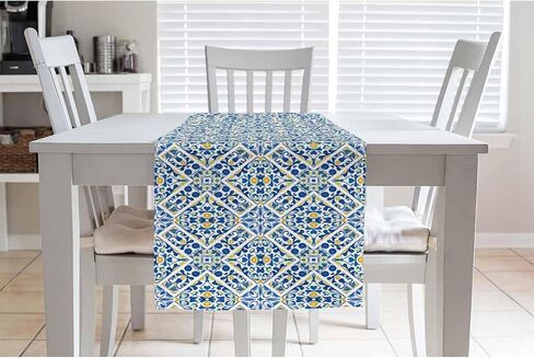 HOSNYE Table Runner Abstract African Geometric Patterns,Cotton Linen Table Runner Decoration for Kitchen Family Dinner Table Holiday Party Farmhouse Style 13 x 72 Inch in Saudi Arabia