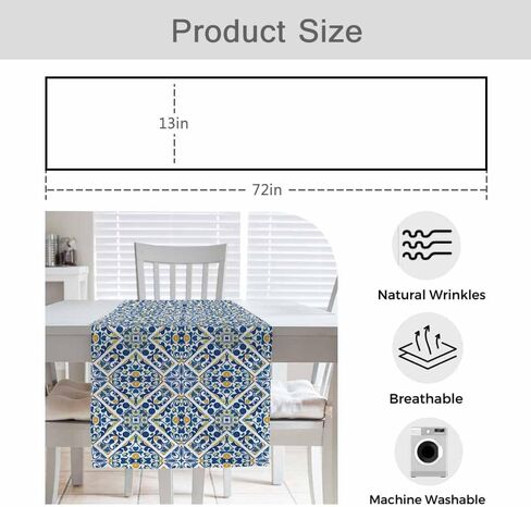 HOSNYE Table Runner Abstract African Geometric Patterns,Cotton Linen Table Runner Decoration for Kitchen Family Dinner Table Holiday Party Farmhouse Style 13 x 72 Inch in Saudi Arabia