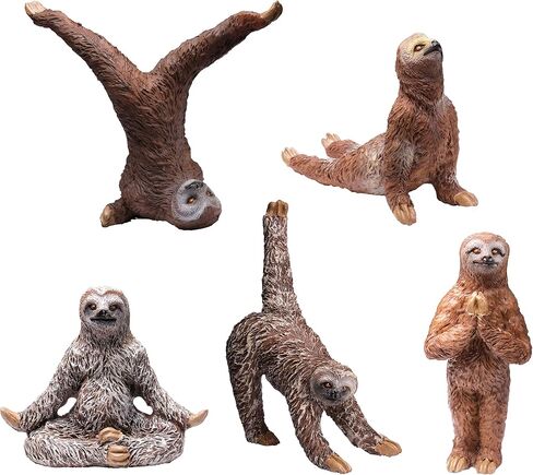 Yoga with Sloths Figurines Set of Five Sloth Statue Action Figures, Sloth Yoga Decor- 3" Sloth Yoga Poses in Saudi Arabia