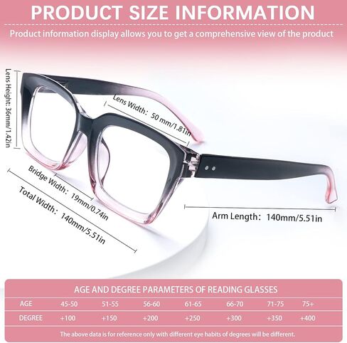CLASAGA Retro Oversized Reading Glasses for Women, Blue Light Blocking Ladies Computer Readers Spring Hinge Square Frame in Saudi Arabia