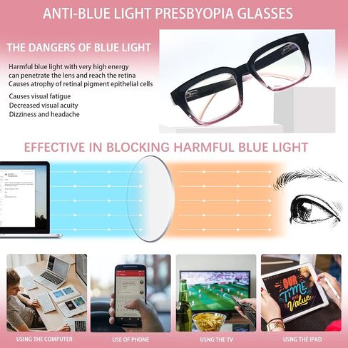 CLASAGA Retro Oversized Reading Glasses for Women, Blue Light Blocking Ladies Computer Readers Spring Hinge Square Frame in Saudi Arabia