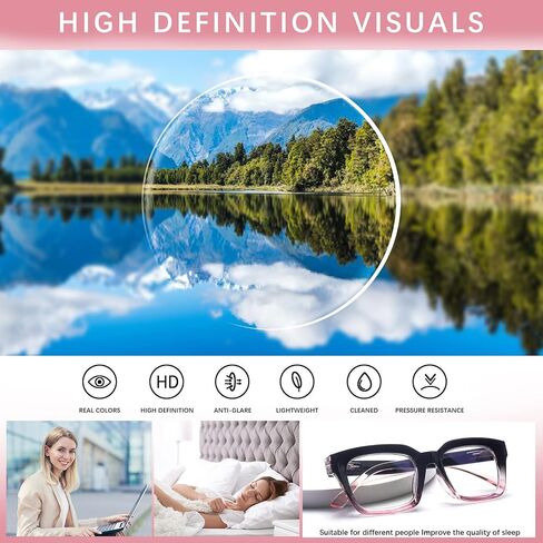 CLASAGA Retro Oversized Reading Glasses for Women, Blue Light Blocking Ladies Computer Readers Spring Hinge Square Frame in Saudi Arabia