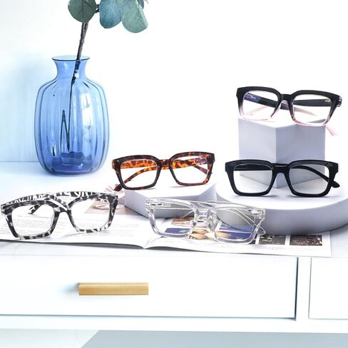 CLASAGA Retro Oversized Reading Glasses for Women, Blue Light Blocking Ladies Computer Readers Spring Hinge Square Frame in Saudi Arabia
