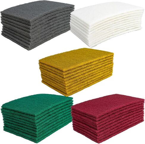 وسادة تنظيف صناعية مقاس 6 × 9 بوصة عبوة من 50 قطعة، إزالة الصدأ المعدني وتلميع وإزالة الأزيز وتنظيف المطبخ المنزلي (مجموعة) (#150#240#400#800#2000 كل 10 قطع) in Kuwait