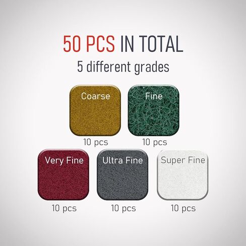 وسادة تنظيف صناعية مقاس 6 × 9 بوصة عبوة من 50 قطعة، إزالة الصدأ المعدني وتلميع وإزالة الأزيز وتنظيف المطبخ المنزلي (مجموعة) (#150#240#400#800#2000 كل 10 قطع) in Kuwait