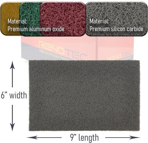 وسادة تنظيف صناعية مقاس 6 × 9 بوصة عبوة من 50 قطعة، إزالة الصدأ المعدني وتلميع وإزالة الأزيز وتنظيف المطبخ المنزلي (مجموعة) (#150#240#400#800#2000 كل 10 قطع) in Kuwait
