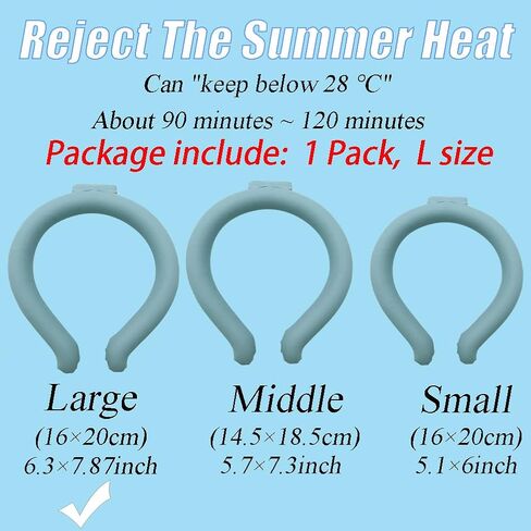 Neck Cooling Tube, Neck Cooler Ring, Neck Cold Pack, Reusable Neck Cooler, Heat Cooling Collar, Summer Heat Relief for Hot Flashes and Fever (Blue L Diameter-7.87inch) in Saudi Arabia