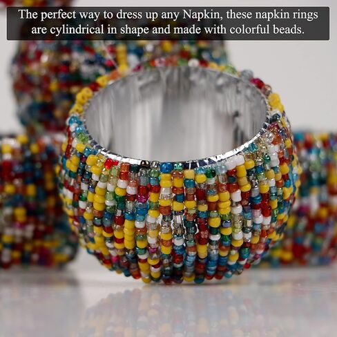 حلقات مناديل هندية متعددة الألوان مطرزة يدويًا من COSYNEE لتزيين طاولة الحفلات، مجموعة من 4 حلقات in Kuwait
