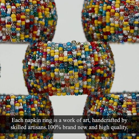 حلقات مناديل هندية متعددة الألوان مطرزة يدويًا من COSYNEE لتزيين طاولة الحفلات، مجموعة من 4 حلقات in Kuwait