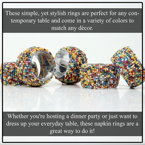 حلقات مناديل هندية متعددة الألوان مطرزة يدويًا من COSYNEE لتزيين طاولة الحفلات، مجموعة من 4 حلقات in Kuwait
