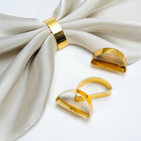 12 قطعة من حلقات المناديل الذهبية نصف المستديرة، حلقات المناديل الذهبية، حاملات المناديل للمناديل القماشية، حلقة المناديل لحفلات عشاء الزفاف، ديكور الطاولة، الحفلات in Kuwait