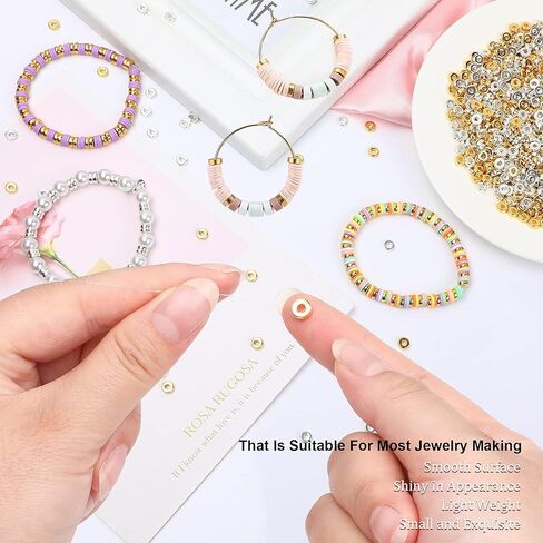 1500pcs 6mm Gold Flat Round Spacer Beads Disc Loose Jewelry Making Beads for DIY Bracelet Necklace Earring Craft Supplies in Kuwait