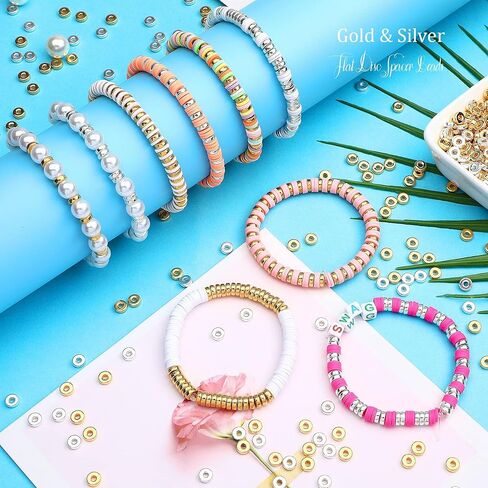 1500pcs 6mm Gold Flat Round Spacer Beads Disc Loose Jewelry Making Beads for DIY Bracelet Necklace Earring Craft Supplies in Kuwait