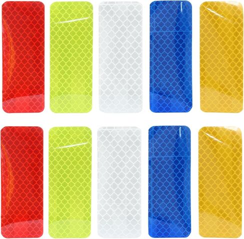 BokWin 50 Pcs Waterproof Reflective Stickers Night Safety Reflective Tape Strips for Trailers Bicycles Cars Mailboxes Road Signs(5 Colors,1.2Inch×3.2 Inch) in Saudi Arabia