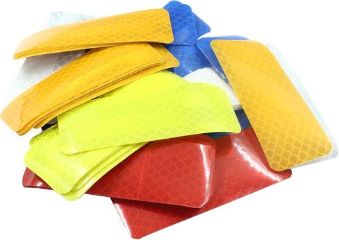 BokWin 50 Pcs Waterproof Reflective Stickers Night Safety Reflective Tape Strips for Trailers Bicycles Cars Mailboxes Road Signs(5 Colors,1.2Inch×3.2 Inch) in Saudi Arabia