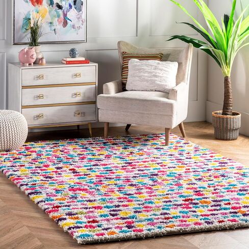 nuLOOM Allard Striped Shag Accent Rug, 3x5, Multi in Saudi Arabia