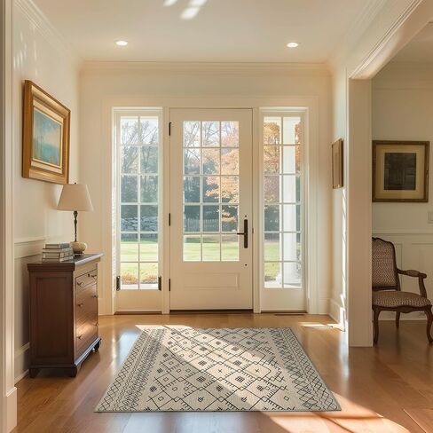 EVERGRACE Moroccan Area Rug 3x5, Soft Fuzzy Boho Faux Wool Rugs Washable Anti Slip Small Carpet Rug for Entryway Bedroom Living Room Hallway Kitchen Dining Room and Laundry Room, Cream in Saudi Arabia