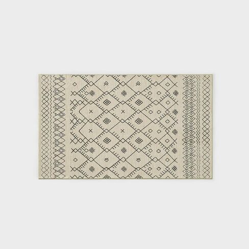EVERGRACE Moroccan Area Rug 3x5, Soft Fuzzy Boho Faux Wool Rugs Washable Anti Slip Small Carpet Rug for Entryway Bedroom Living Room Hallway Kitchen Dining Room and Laundry Room, Cream in Saudi Arabia