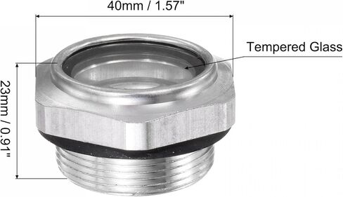 Uxcell ضاغط الهواء قياس مستوى الزيت زجاج الرؤية M33x1.5mm ذكر ملولب 23 مللي متر ارتفاع مؤشر سائل الألومنيوم نافذة الرؤية in Saudi Arabia