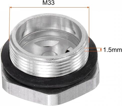 Uxcell ضاغط الهواء قياس مستوى الزيت زجاج الرؤية M33x1.5mm ذكر ملولب 23 مللي متر ارتفاع مؤشر سائل الألومنيوم نافذة الرؤية in Saudi Arabia