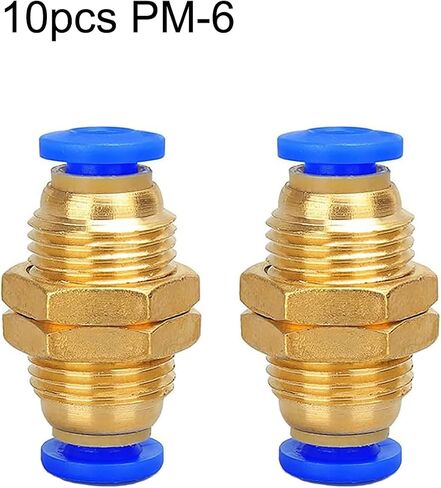 PM-6(6mm) OD Hose Tube One Touch Push Into Gas Connector, Bulkhead Union Push to Connect Tube Fitting, Diaphragm Straight Through Pneumatic Push-in Fittings, Garden Plumbing Adapter, 10PCS in Saudi Arabia
