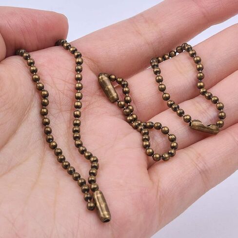 BronaGrand 100 Pieces Ball Bead Chains, 100mm Long Bead Connector Clasp Tag Keychain Key Rings, 2.4 mm Diameter, Rose Gold in Saudi Arabia