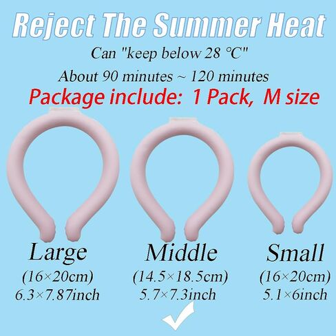 Neck Cooling Tube, Neck Cooler Ring, Neck Cold Pack, Reusable Neck Cooler, Heat Cooling Collar, Summer Heat Relief for Hot Flashes and Fever (Blue L Diameter-7.87inch) in Saudi Arabia