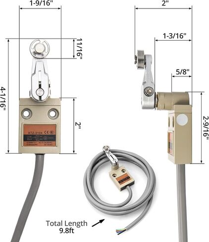 QWORK Waterproof Limit Switch TZ-3104 with Roller Lever Plunger, 2 Pack - Momentary Action, SPDT 1NO+1NC, Including 3m Cable in Saudi Arabia