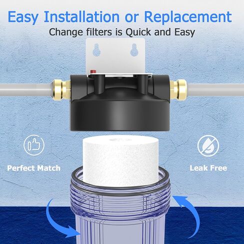 خرطوشة فلتر مياه للمنزل بالكامل 5 ميكرون، مرشحات رواسب لمياه الآبار، بديل عالمي لأي مساكن سلمية مقاس 20 بوصة - خراطيش مقاس 20 بوصة × 2.5 بوصة - عبوة من 6 قطع in Kuwait