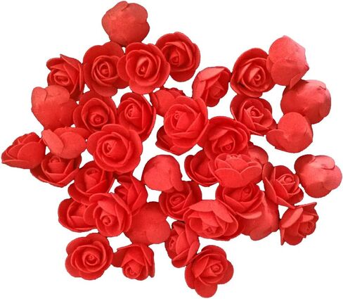 Artificial Flowers 100PCS 3CM Mini Fake Roses for DIY Wedding Bouquets Centerpieces Party Baby Shower Home Decorations (Red) in Kuwait