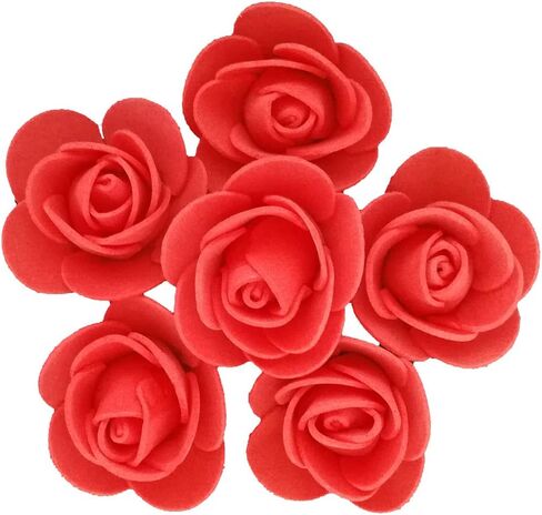 Artificial Flowers 100PCS 3CM Mini Fake Roses for DIY Wedding Bouquets Centerpieces Party Baby Shower Home Decorations (Red) in Kuwait