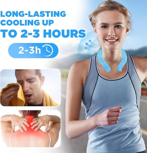 Comfpet Neck Cooling Tube, Wearable Neck Cooler for Hot Summer, Hands Free Cooling Neck Wrap for Outdoor Workers, Sports, Relief Hot Flashes, Freeze Below 64°F(Blue) in Kuwait