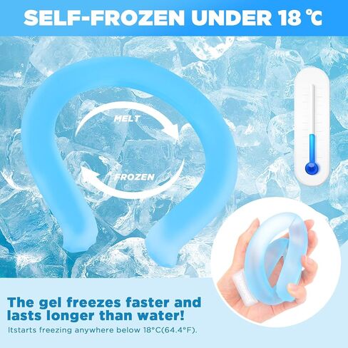 Comfpet Neck Cooling Tube, Wearable Neck Cooler for Hot Summer, Hands Free Cooling Neck Wrap for Outdoor Workers, Sports, Relief Hot Flashes, Freeze Below 64°F(Blue) in Kuwait
